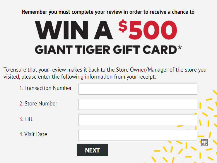 www.survey.gianttiger.com – Win $500 Gift Card – Giant Tiger Survey